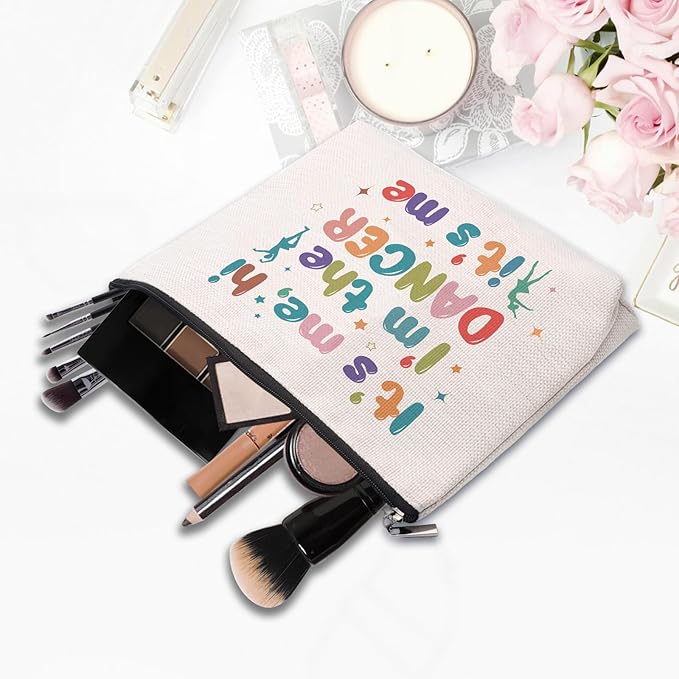 CEASQVAA Dance Dancer Gifts Makeup Bag, Birthday Gifts for Dancers, Dance Bag Stuff for Women, It's Me Hi I'm The Dancer Cosmetic Bag, Dancing Teammate Gift for Women