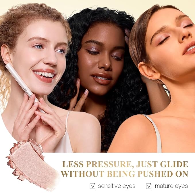 LUXAZA PRO Nude Eyeshadow Stick Makeup Set 1PCS, Neutral Shimmer And Matte Cream Eye Shadow Palette, Metallic Bronze Smoky Eyeliner Brightener Crayon Pencil Kit, Ideal Gift for Women -Rosé-Amethyst