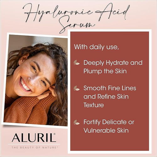 ALURIL Hyaluronic Acid Serum with Vitamin C - Hydrating & Moisturizing Serum to Soothe Plump Face & Tighten Skin, Enhanced with Vitamin E to Diminish Dark Spots, Fine Lines & Signs of Aging, 1 fl oz