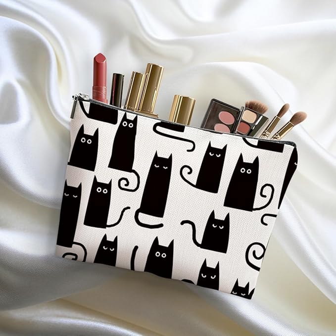DHKG Cat Makeup Bag Cat Gifts Cosmetic Bag Cat Lover Gifts for Women Girls Friends Colleague Cat Themed Gifts Cat Stuff Travel Organizer Zipper Pouch Graduation Birthday Friendship Gifts