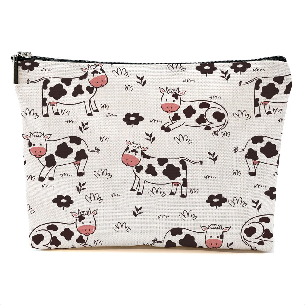 DHKG Cow Gifts Makeup Bag Cow Print Stuff Cosmetic Bag Cow Themed Gifts for Women Girls Friend Daughter Cow Stuff Cow Lover Gifts Travel Organizer Zipper Pouch Graduation Birthday Friendship Gifts