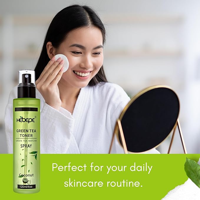 Hebepe Green Tea Matcha Facial Toner Mist, Coconut Water Soothing, 120ml