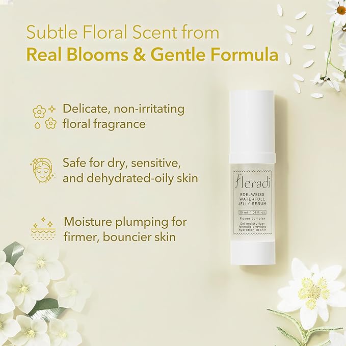 Fleradi Edelweiss Essence: 30% Flower Extract Jelly Serum - Non-Sticky Hydration, Crafted by Renowned Korean Skincare Experts