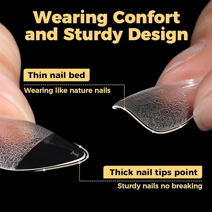 UNA GELLA Short Almond Gel Nail Tips, 600 Pcs Short Nail Tips Almond Shape
