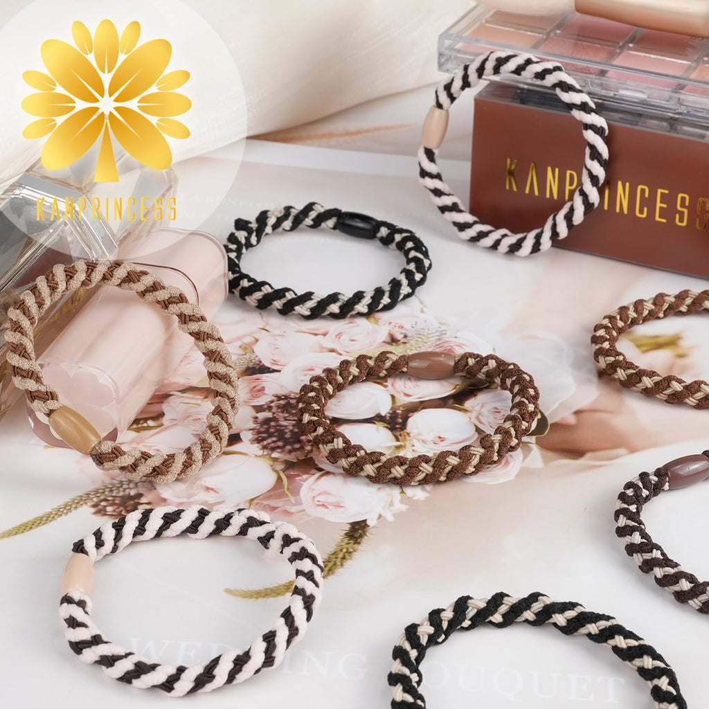 KANPRINCESS 20Pcs Hair Ties For Thick Hair, Strong Stretchy Hair Bands For Women Girls, No Slip Braided Hair Ties No Damage, Ponytail Holders-Exceptionally Secure with Gentle Hold (Set 4)
