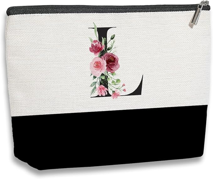 kdxpbpz Initial Makeup Bag, Personalized Gifts for Women, Personalized Makeup Bag, Bridesmaid Gifts, Cosmetic bags for Women (Letter L)