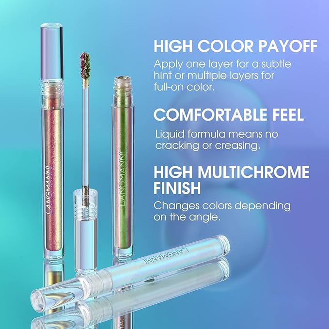 Jolilab 3Pcs Liquid Chameleon Eyeshadow Set, Holographic Multichrome Makeup