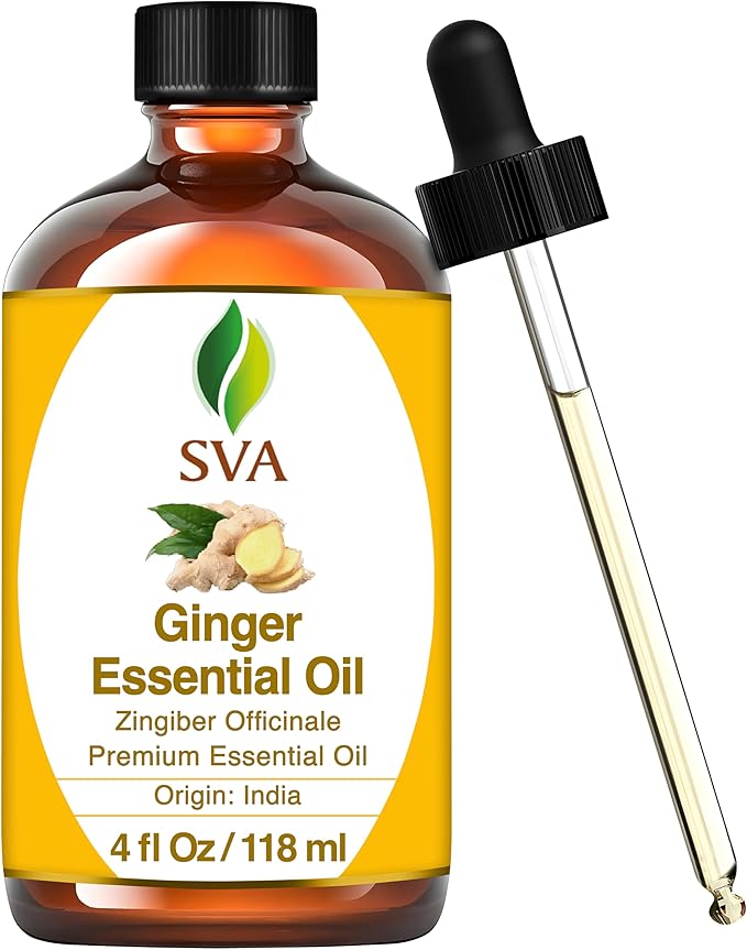 SVA Ginger Essential Oil, Glass Bottle with Dropper, 4 Fl Oz (118 ml)