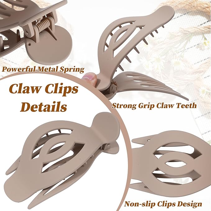 AWAYTR 6 Pack Large Flat Hair Clips for Women, 5 Inch Non-Slip Claw Clips