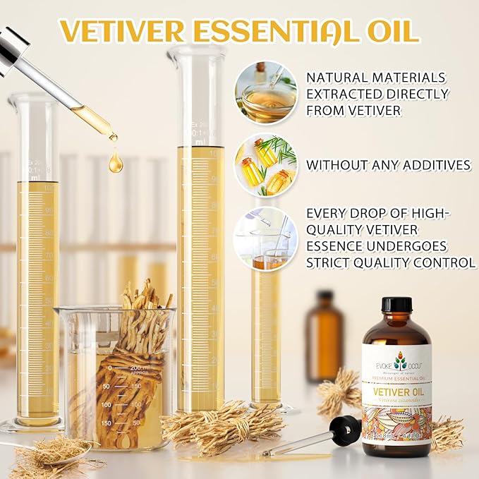 EVOKE OCCU Vetiver Essential Oil for Skin, Diffuser, Aromatherapy