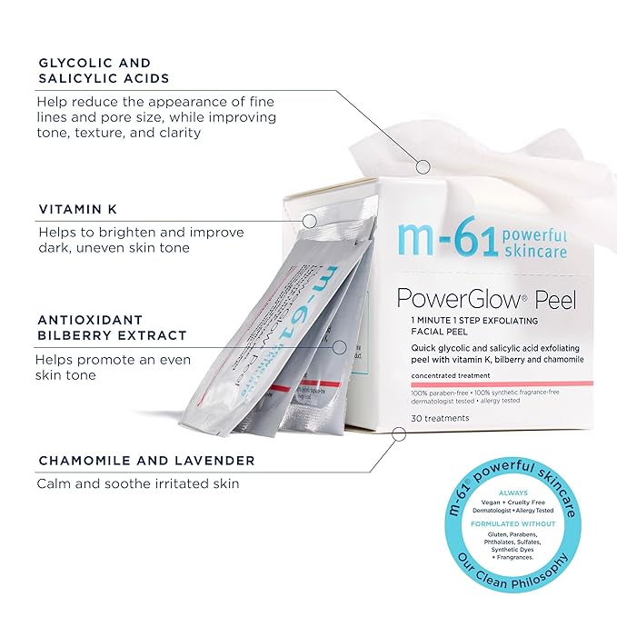 m-61 PowerGlow Peel Exfoliating Facial Peel, 10 Treatments