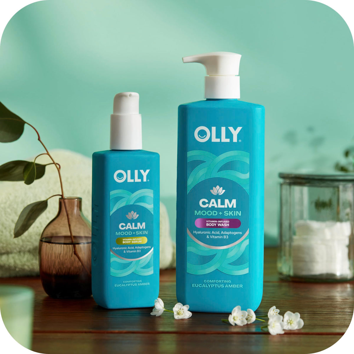 OLLY Calm Body Wash Eucalyptus Amber 17oz with Hyaluronic Acid