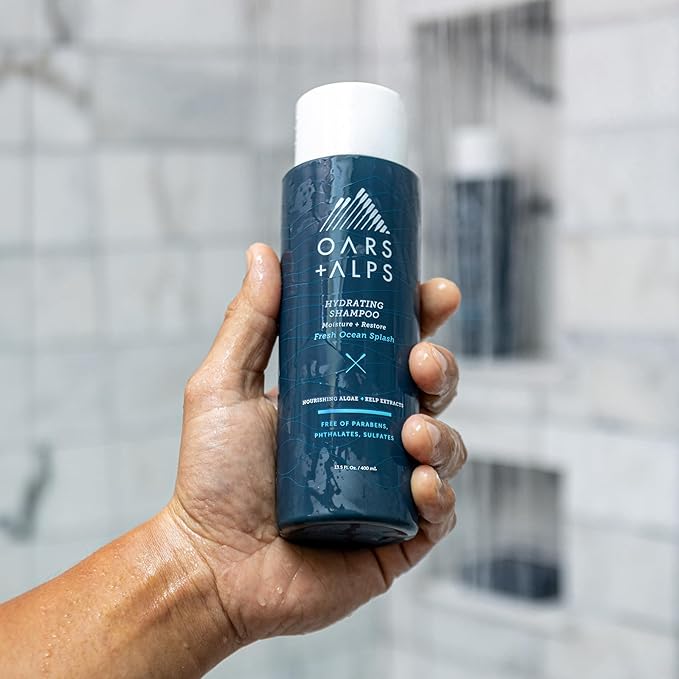 Oars + Alps Men's Sulfate Free Hair Shampoo and Conditioner Set for Men & Women, Infused with Kelp & Algae Extracts, Nourishing & Moisturizing, Paraben Free, Fresh Ocean Splash Scent, 2pk, 13.5oz