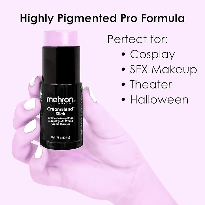 Mehron Makeup CreamBlend Stick | Face Paint, Body Paint, & Foundation Cream Makeup | Perfect for Halloween.75 oz (21 g) (Pastel Purple) | Made in the USA