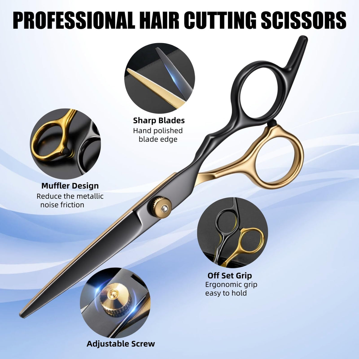 12 PCS Hair Cutting Scissors Kit, 6.5 Inch VG10 Shears for Home & Salon
