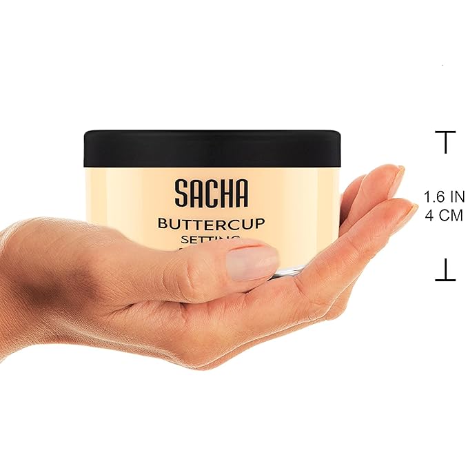 Sacha Buttercup Light Setting Powder – Light to Medium Skin Tones Translucent Loose Face Powder, Flashback-Resistant, Oil Control, Long-Wear Matte Finish (1.75 oz)