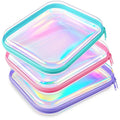 Hoolerry 3 Pcs Clear Hard Zipper Case Hard Plastic Zipper Pouch Makeup Bag Portable Travel Organizer for Cosmetics, Office Supplies, Documents & Toiletries(Laser,M)