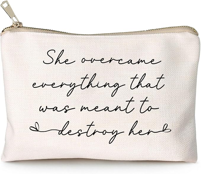 HubbgDesign She Over Came Everything That Was Sent To Destroy Her Makeup Bag Women Empowerment Gift To Girl Boss Strong Women Female Empowerment Gift