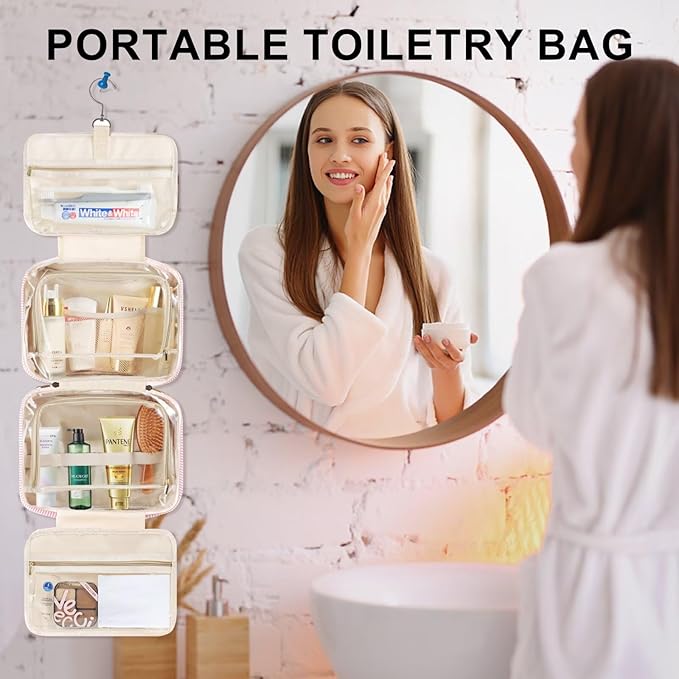 TOPEAST Hanging Toiletry Bag for Women - Travel Toiletry Bag Makeup Bag, Portable Toiletries Cosmetic Bag, Airplane Travel Essentials - Letter Z, Purple
