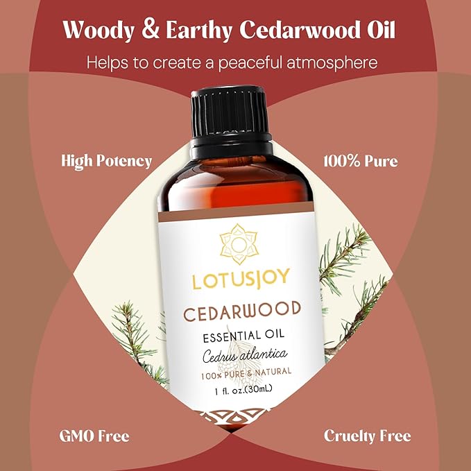 LOTUSJOY Cedarwood Essential Oil for Diffuser Room Spray Household - 1 Oz