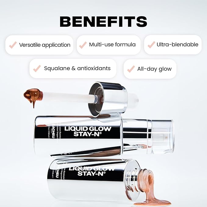 Sacheu Liquid Glow STAY-N Highlighter, Illuminator & Bronzer, Golden Hour