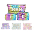 Hiroyuki 3pcs Iridescent Quilted Makeup Bag (ILOVEUMOM, rainbow)