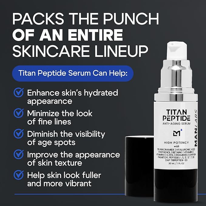 Man Labs Titan Peptide Anti-Aging Face Serum for Men, Firming Complex, 1oz