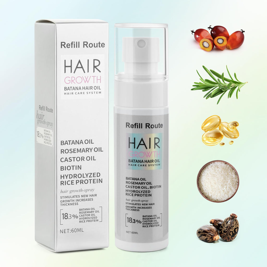 Batana Oil for Hair Growth Spray - Natural Raw Batana Oil Hair Regrowth Treatment for Women/Men with Rice Water, Biotin, Castor, Rosemary for Thicker, Stronger Hair - Vegan Hair Growth Spray