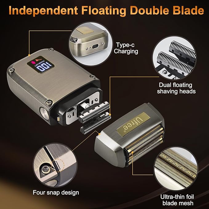 Ufree Hair Clippers for Men, Beard Trimmer, Foil Shaver 3-in-1 Grooming Kit