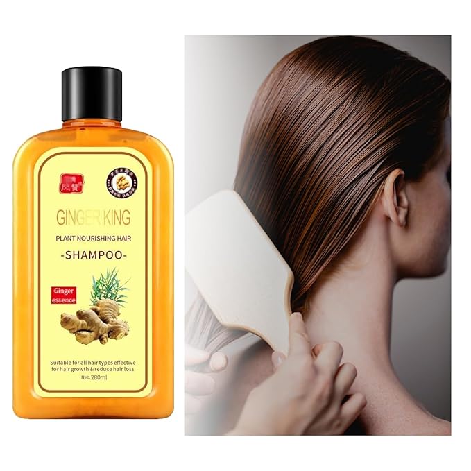 Ginaday Instant Ginger Hair Regrowth Shampoo, Ginger Anti-Fall Shampoo, Ginger Shampoo for Hair Growth, Ginger Hair Care Shampoo, Ginger Anti-Hair Loss Hair Shampoo (yellow 280ML)