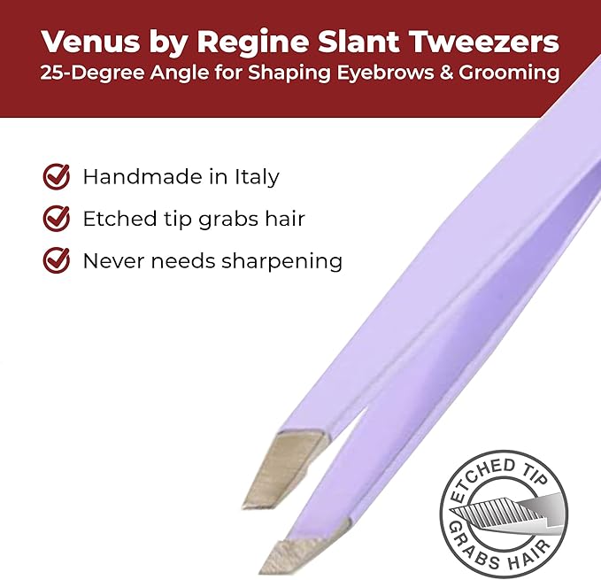 Regine Venus Lavender Slant Tweezers for Eyebrows & Facial Hair