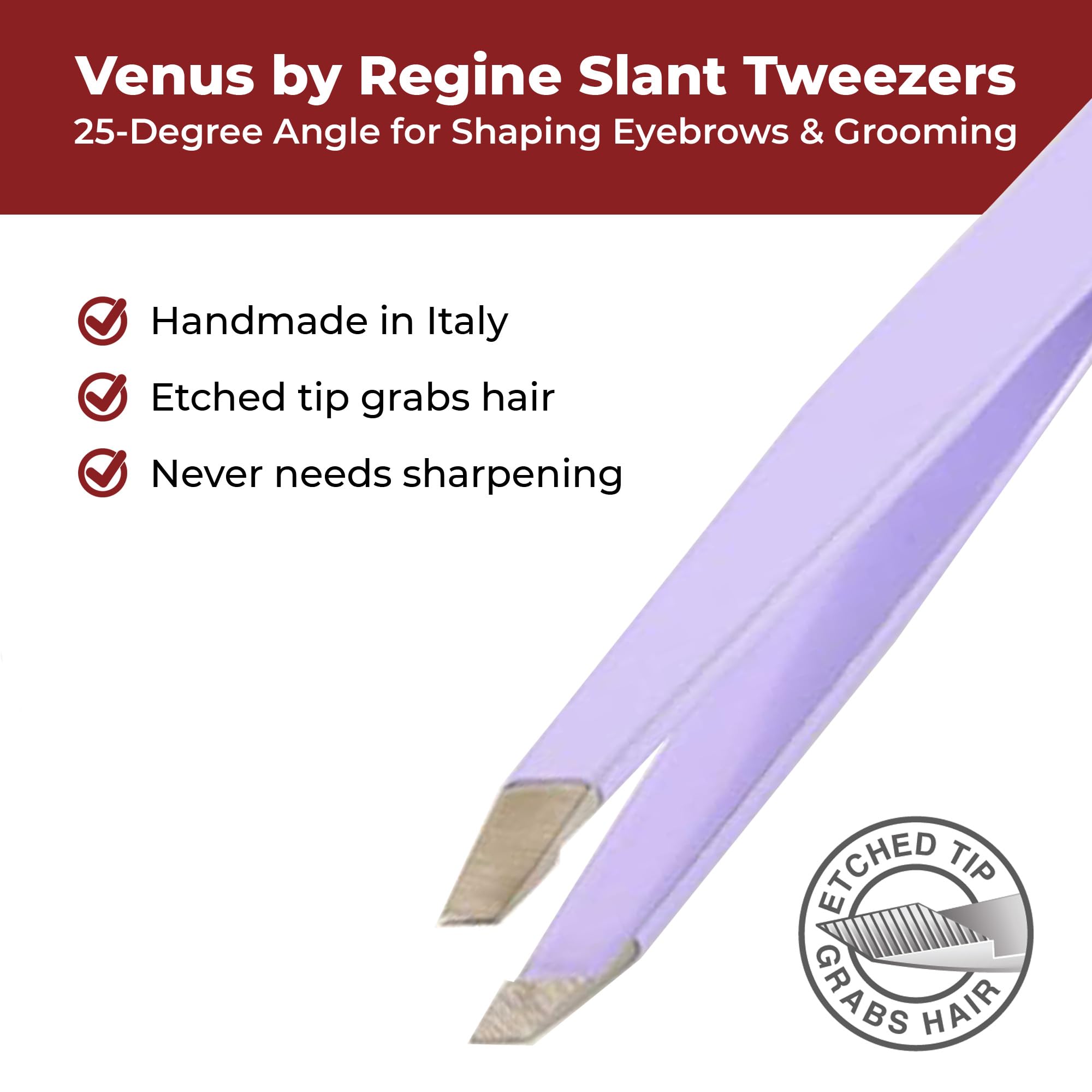 Regine Venus Lavender Slant Tweezers for Eyebrows & Facial Hair