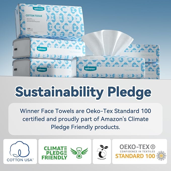 Winner Disposable Face Towels, 100% Cotton, 3600 Count (36 Bags)