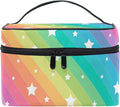 MNSRUU Makeup Bag, Rainbow Stars Travel Makeup Organizer Bag Cosmetic Cases Toiletry Bags for Girl Women Ladies