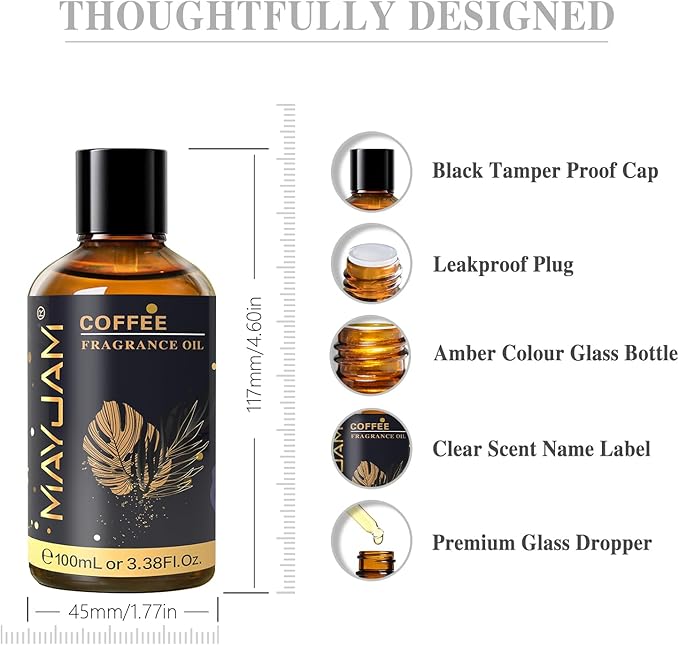 MAYJAM Coffee Fragrance Oil Essential Oils for Diffusers, 100ML/3.38FL.OZ