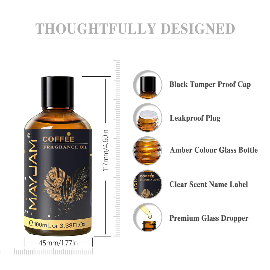 MAYJAM Coffee Fragrance Oil Essential Oils for Diffusers, 100ML/3.38FL.OZ
