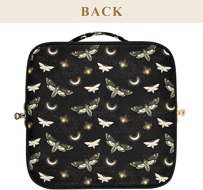 MNSRUU Makeup Organizer Bag, Death Moth Butterfly Travel Makeup Bags Makeup Vanity Case Large Capacity Rhombus Cosmetic Toiletry Bag for Girl Women Ladies