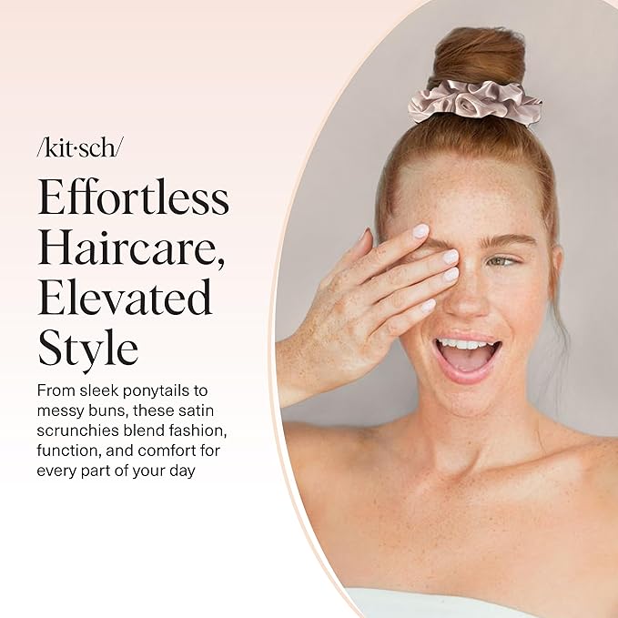 Kitsch Satin Scrunchies for Women | For All Hair Types - Assorted, 5pcs