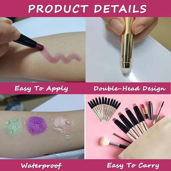 LGSZGDCN White Eyeshadow Stick and Buildable Eye Shadow Glitter Primer Palette Shimmer Pencil Long Lasting Waterproof Highlighter Pen Makeup Hypoallergenic Eye Liner Multi-Dimensional eyes Look