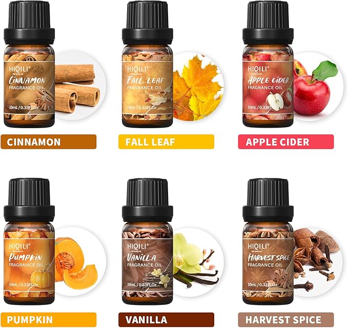 HIQILI Spice Fragrance Oil Trial Set, Scented Oil for DIY Candle & Soap