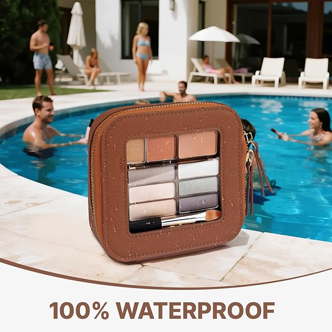 FASAOH Small Clear Makeup Bag Travel Cosmetic Case, Portable Make Up Organizer Traveling Compact Car Bag for Essentials Transparent Toiletry Bag with Zipper