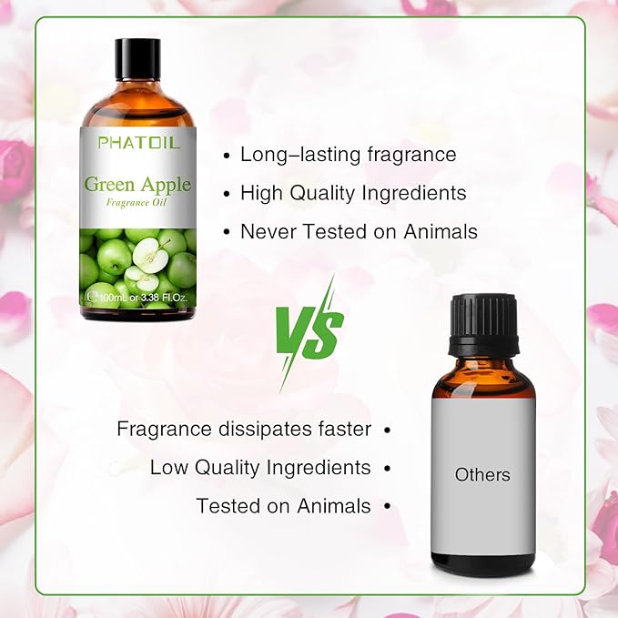 PHATOIL Green Apple Fragrance Oil for Diffuser Aromatherapy 3.38FL.OZ