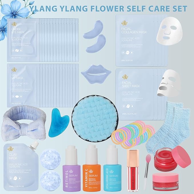 55 Pcs Mothers Day Gift for Mom, Face Sheet Masks Gift Basket Set for Women, Hydrating Skin Care for Her, Home Spa Basket Gift Set, Face Serum, Christmas, Birthday, Anniversary
