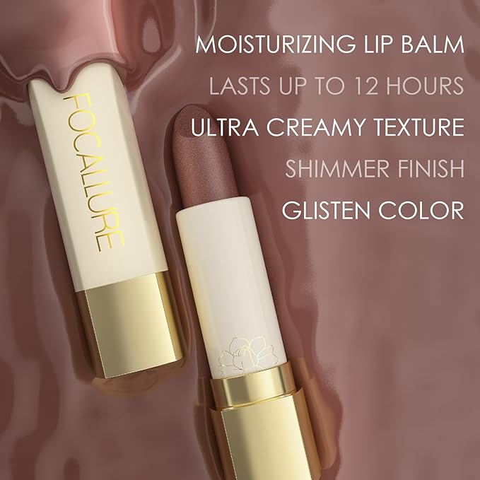 FOCALLURE Moisturizing Shimmer Lipstick, Hydrating Buildable Lip Color, Long Lasting Non-Drying Formula, Sparkly Diamond Finish, Independence Day Gift, Bitter Sweet
