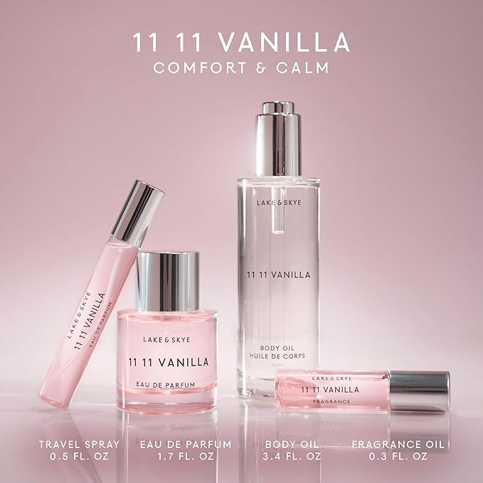 Lake & Skye 11 11 Vanilla Eau de Parfum 100mL - Long Lasting - Vanilla, Cashmere, Dreamy, Crème, Skin Musk, Clean, Vegan, Paraben-Free, Cruelty-Free