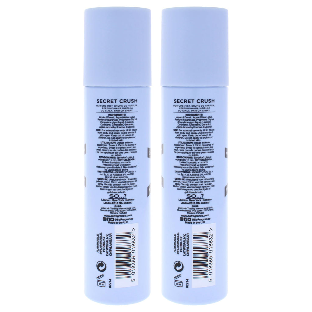 Secret Crush Perfume Mist by So…? for Women - 4.7 oz Mist - Pack of 2