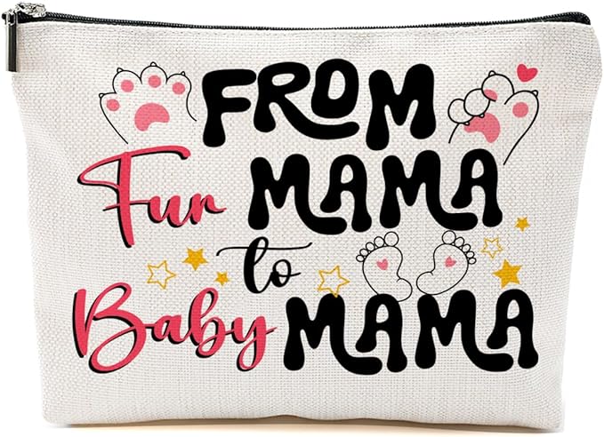 BQXH Mom to Be Gift Makeup Bag, Expecting Mom Gifts Cosmetic Bag, Funny Organizer Zipper Pouch, Pregnancy Gifts for First Time Moms Women New Mama Mummy Friends Mothers Day