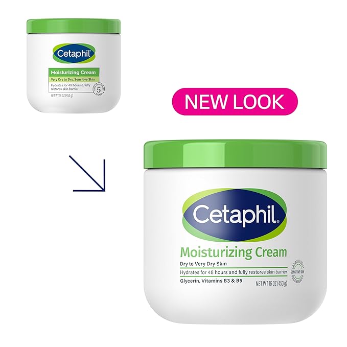 Cetaphil Moisturizing Cream, Dry Sensitive Skin, Fragrance Free, 16oz 2Pk