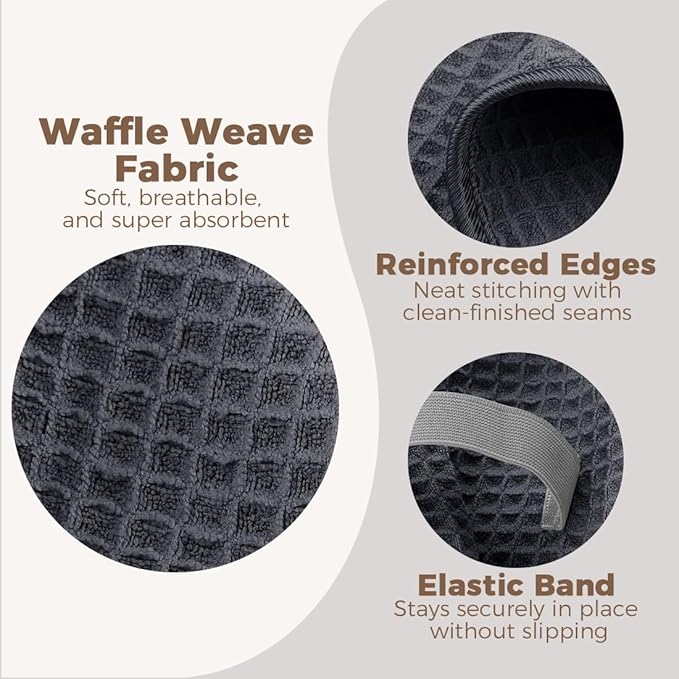 HOMEXCEL 2PK Microfiber Hair Towels Waffle Weave, 40x26.5 in, Fast Drying