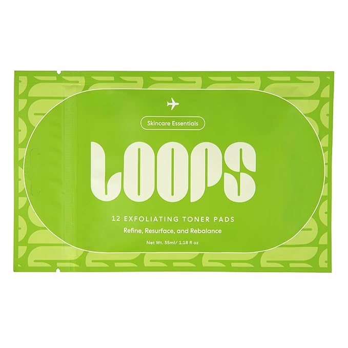 LOOPS Exfoliating Toner - Korean Skincare Pads for Travel, 12